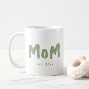 Mom Established Sage Green Typography New Mother Coffee Mug