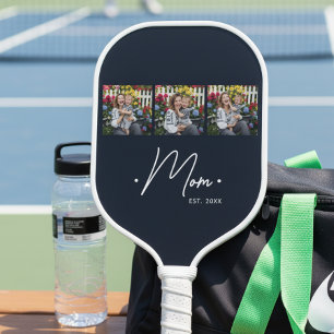 Mom Established Script 3 Photo Black Carbon Fiber Pickleball Paddle