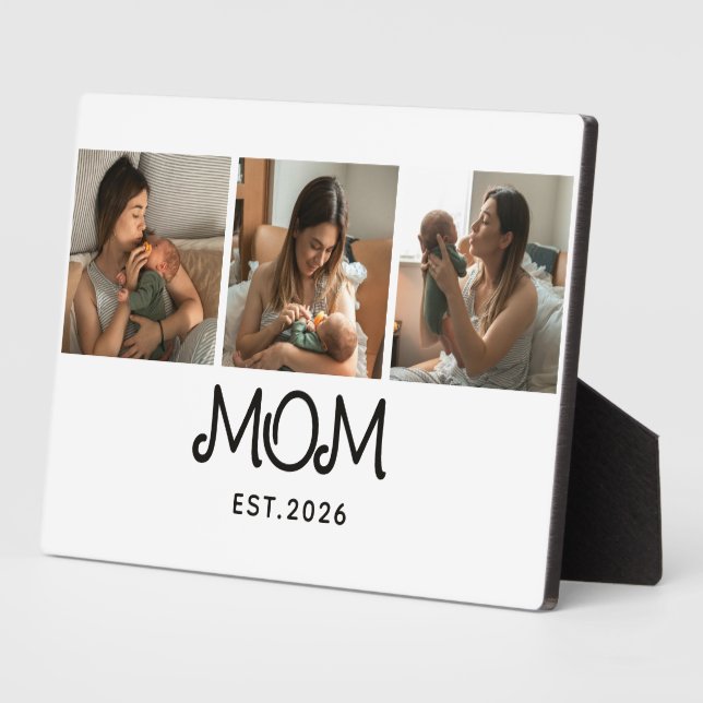 Mom Established Script 3 Photo  Plaque (Side)