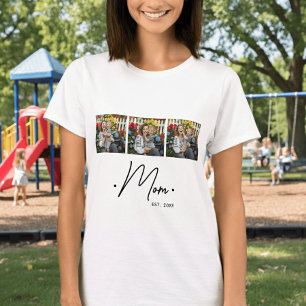 Mom Established Script 3 Photo White T-Shirt