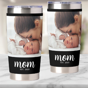 Mom Established Script Black 2 Photo Insulated Insulated Tumbler