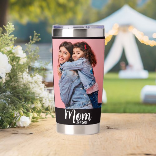 Mom Established Script Black 2 Photo  Insulated Tumbler