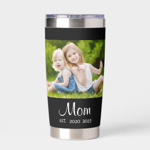 Mom Established Script Black 2 Photo Insulated Tumbler