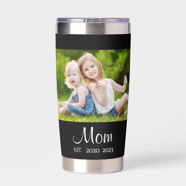 Mom Established Script Black 2 Photo Insulated Tumbler (Back)