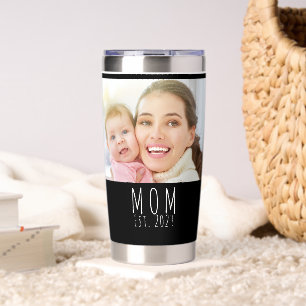 Mom Established Script Black 2 Photo Insulated Tumbler