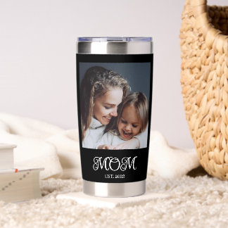 Mom Established Script Black 2 Photo Insulated Tumbler