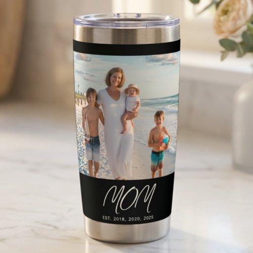 Mom Established Script Black 2 Photo Insulated Tumbler