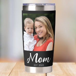 Mom Established Script Black 2 Photo Insulated Tumbler