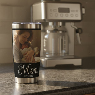 Mom Established Script Black 2 Photo Insulated Tumbler