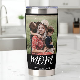 Mom Established Script Black 2 Photo Insulated Tumbler
