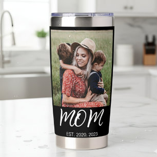 Mom Established Script Black 2 Photo Insulated Tumbler