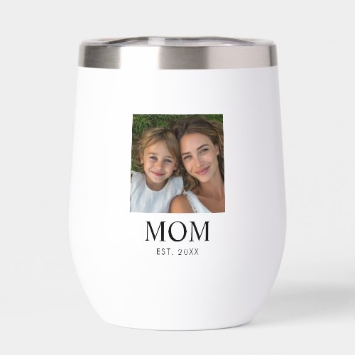 Mom Established Script Black 2 Photo Thermal Wine Tumbler