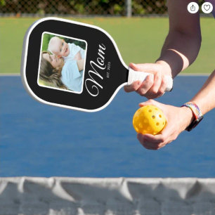Mom Established Script Black 2 Photos  Pickleball Paddle