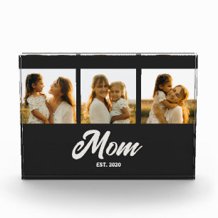 Mom Established Script Black 3 Photo Acrylic Award