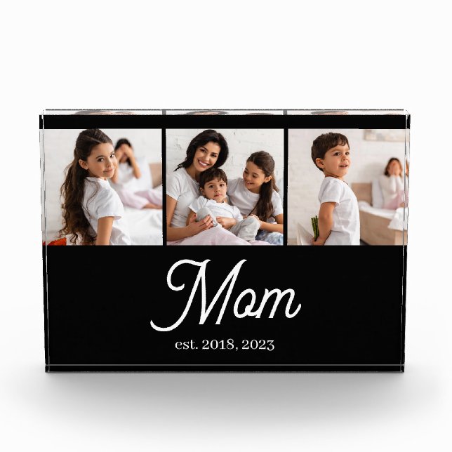 Mom Established Script Black 3 Photo Acrylic Award (Front)