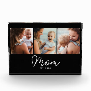 Mom Established Script Black 3 Photo Acrylic Award