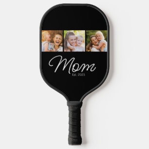 Mom Established Script Black 3 Photo Carbon Fiber Pickleball Paddle