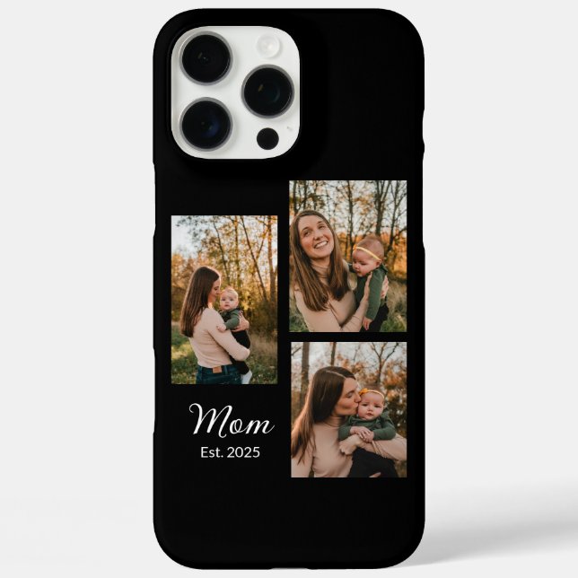 Mom Established Script Black 3 Photo Case-Mate iPhone Case (Back)
