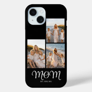 Mom Established Script Black 3 Photo iPhone 15 Case