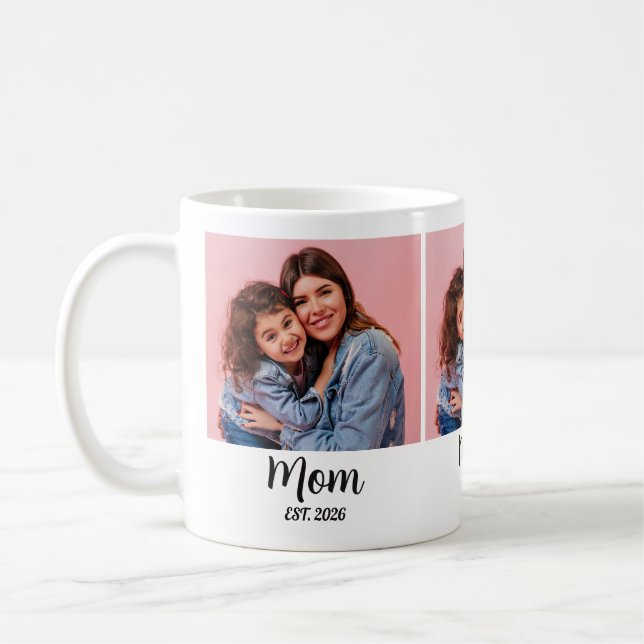 Mom Established Script Black 3 Photo  Coffee Mug (Left)