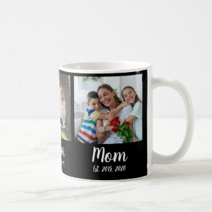Mom Established Script Black 3 Photo Coffee Mug