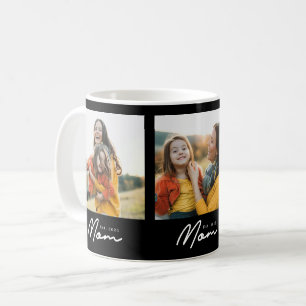 Mom Established Script Black 3 Photo Coffee Mug