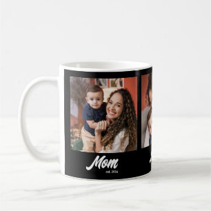 Mom Established Script Black 3 Photo Coffee Mug