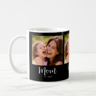Mom Established Script Black 3 Photo Coffee Mug
