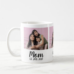 Mom Established Script Black 3 Photo Coffee Mug