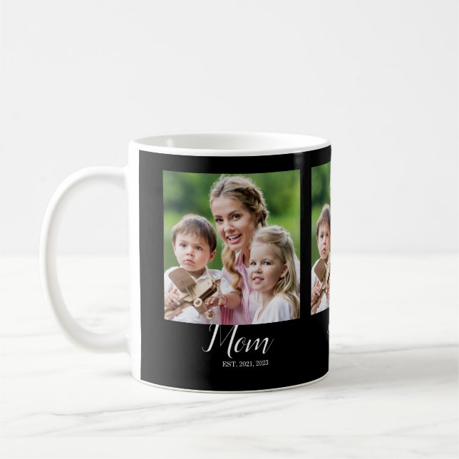Mom Established Script Black 3 Photo  Coffee Mug (Left)