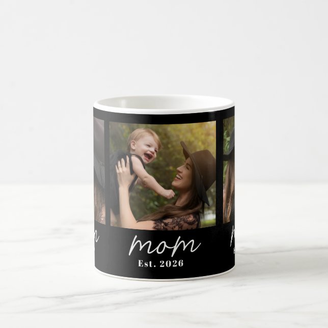 Mom Established Script Black 3 Photo  Coffee Mug (Center)