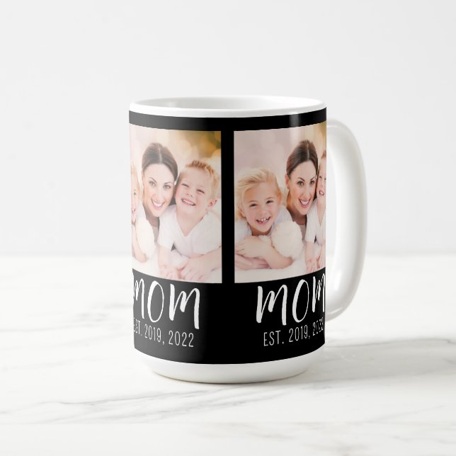 Mom Established Script Black 3 Photo  Coffee Mug (Front Right)