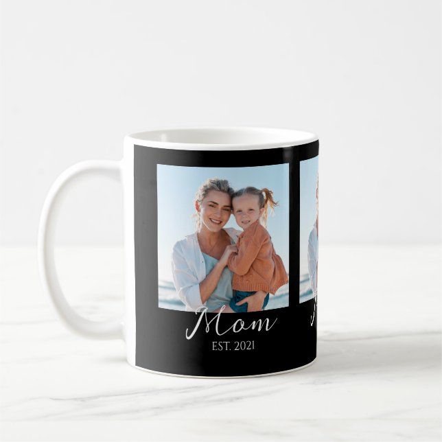 Mom Established Script Black 3 Photo  Coffee Mug (Left)