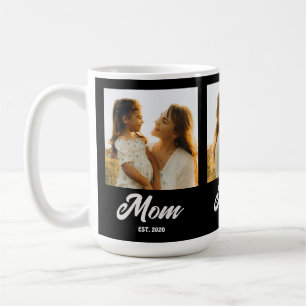 Mom Established Script Black 3 Photo Coffee Mug