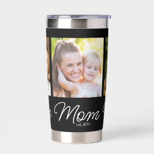 Mom Established Script Black 3 Photo Insulated Tumbler