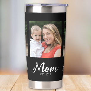 Mom Established Script Black 3 Photo Insulated Tumbler