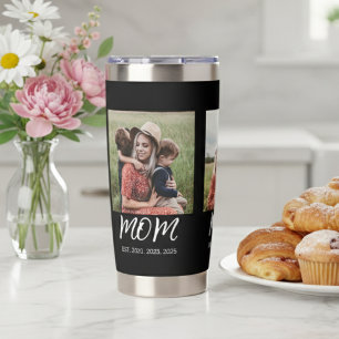 Mom Established Script Black 3 Photo Insulated Tumbler