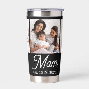 Mom Established Script Black 3 Photo Insulated Tumbler