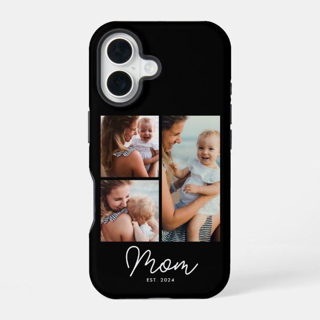 Mom Established Script Black 3 Photo Iphone Case (Back)