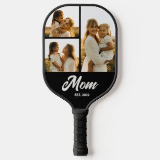 Mom Established Script Black 3 Photo Pickleball Paddle