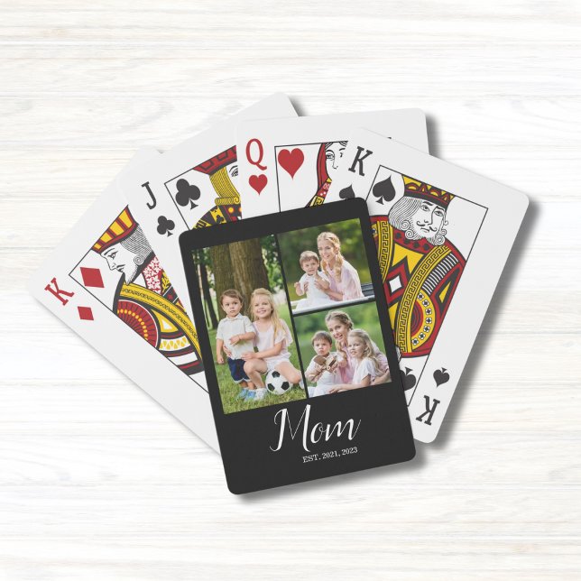 Mom Established Script Black 3 Photo  Poker Cards (Creator Uploaded)