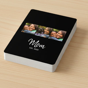 Mom Established Script Black 3 Photo  Poker Cards