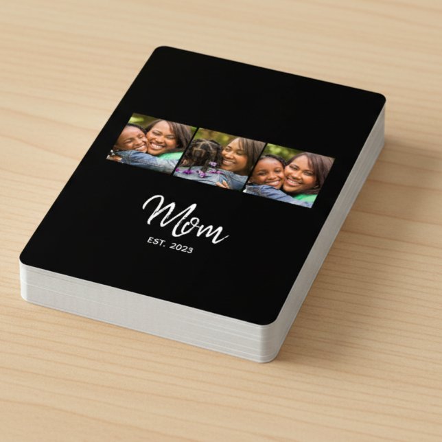 Mom Established Script Black 3 Photo  Poker Cards (Creator Uploaded)