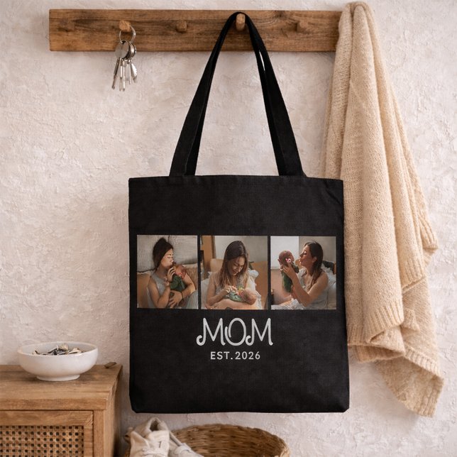 Mom Established Script Black 3 Photo  Tote Bag (Creator Uploaded)