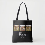 Mom Established Script Black 3 Photo Tote Bag