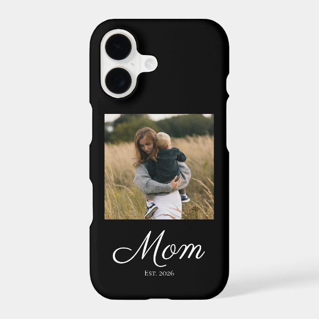 Mom Established Script Black Photo Case-Mate iPhone Case (Back)