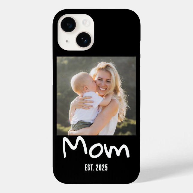 Mom Established Script Black Photo  Case-Mate iPhone Case (Back)
