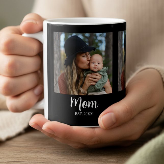Mom Established Script Black Photo  Coffee Mug (Creator Uploaded)