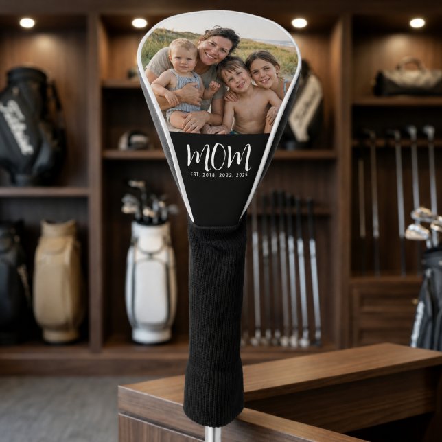 Mom Established Script Black Photo  Golf Head Cover (Creator Uploaded)