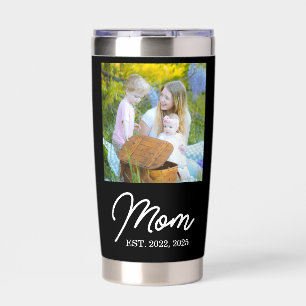Mom Established Script Black Photo Insulated Tumbler